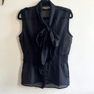 Sheer Black Top with Bow Size 4